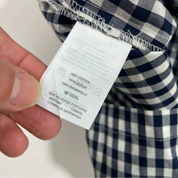 J Crew Gingham One Shoulder Top Blouse Blue H0857 - Picture 5 of 8